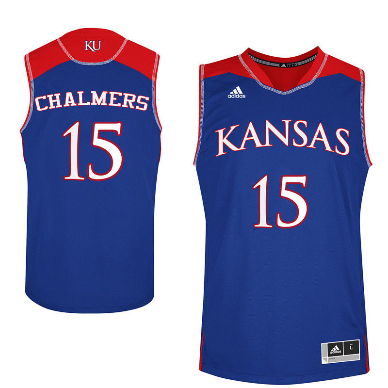 Men Kansas Jayhawks #15 Mario Chalmers College Basketball Jerseys-Royals - Click Image to Close